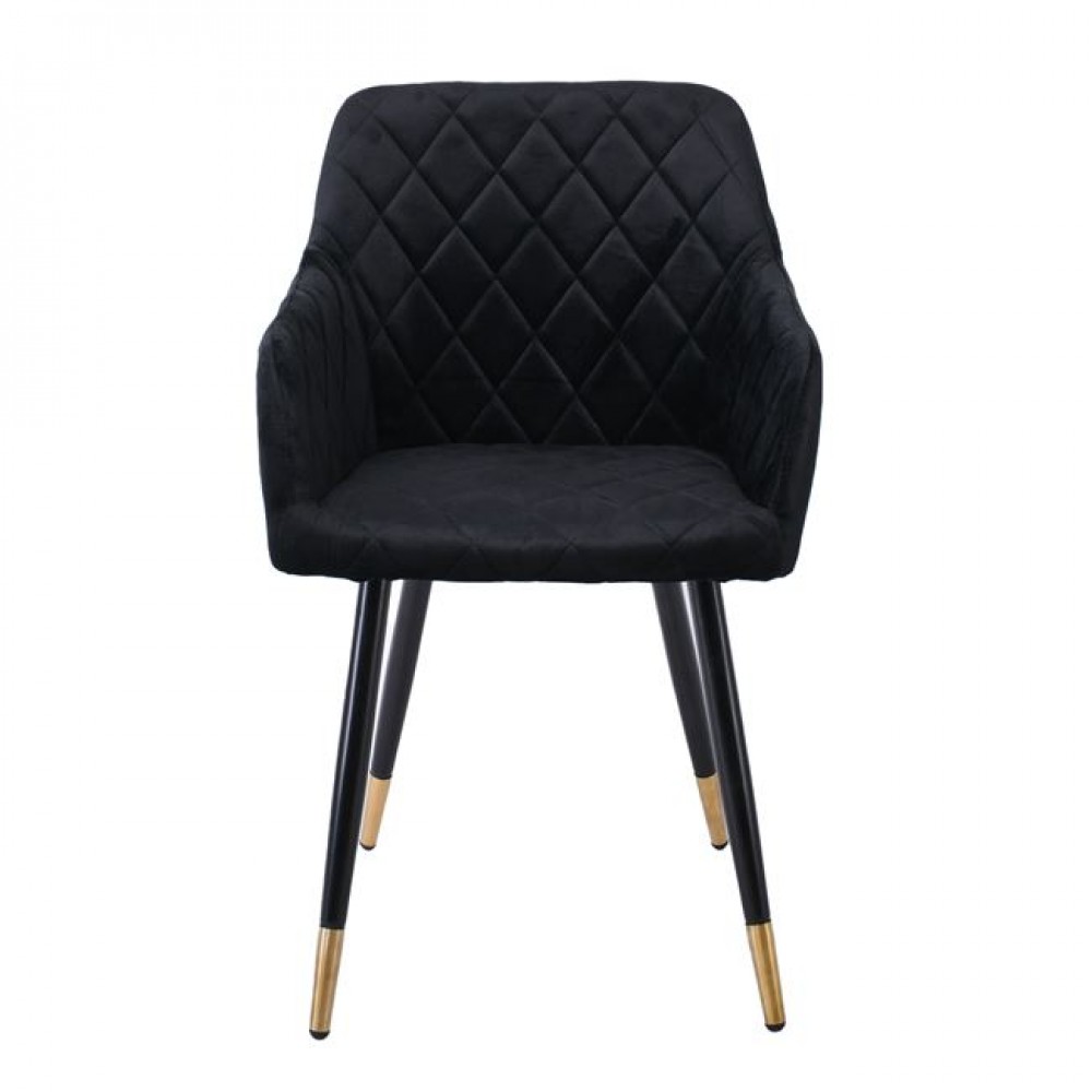 Πολυθρόνα "RENA" από βελούδο/μέταλλο σε χρώμα μαύρο 53x59x85