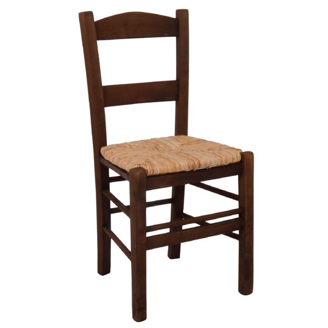 Καρέκλα "ΣΥΡΟΣ" από ξύλο/ψάθα σε χρώμα φυσικό/καρυδί 41x45x88
