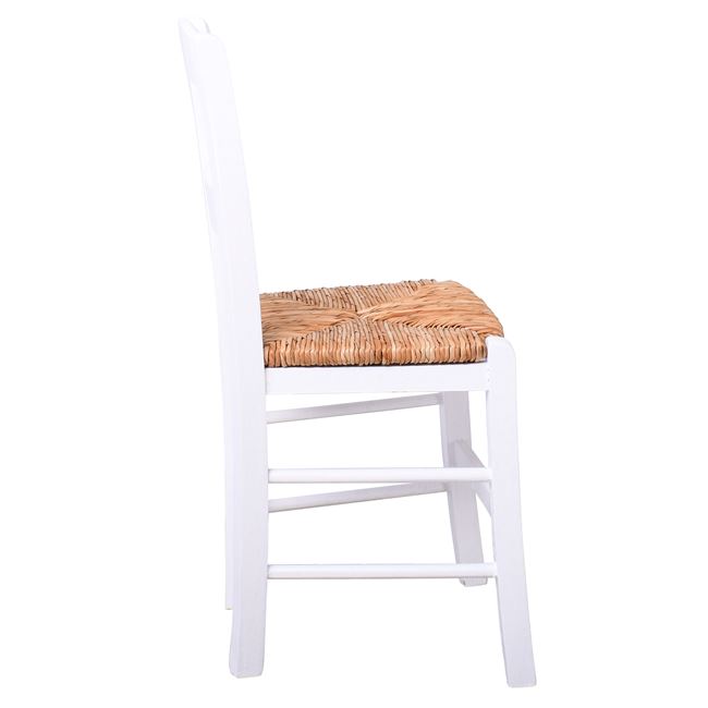 Καρέκλα "ΣΥΡΟΣ" από ξύλο/ψάθα σε χρώμα φυσικό/λευκό 41x45x88