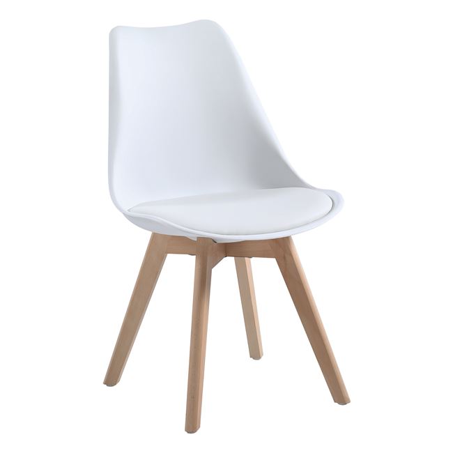 Καρέκλα "MARTIN STRIPE" από PP/ξύλο σε χρώμα φυσικό/λευκό 48x56x82