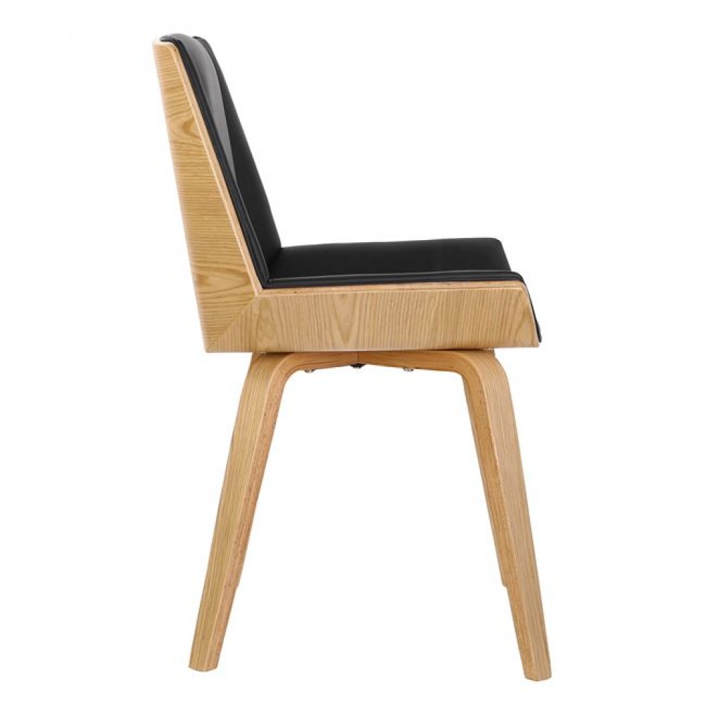 Καρέκλα "NUMAN" από ξύλο/pu σε χρώμα μαύρο/φυσικό 52x53x80