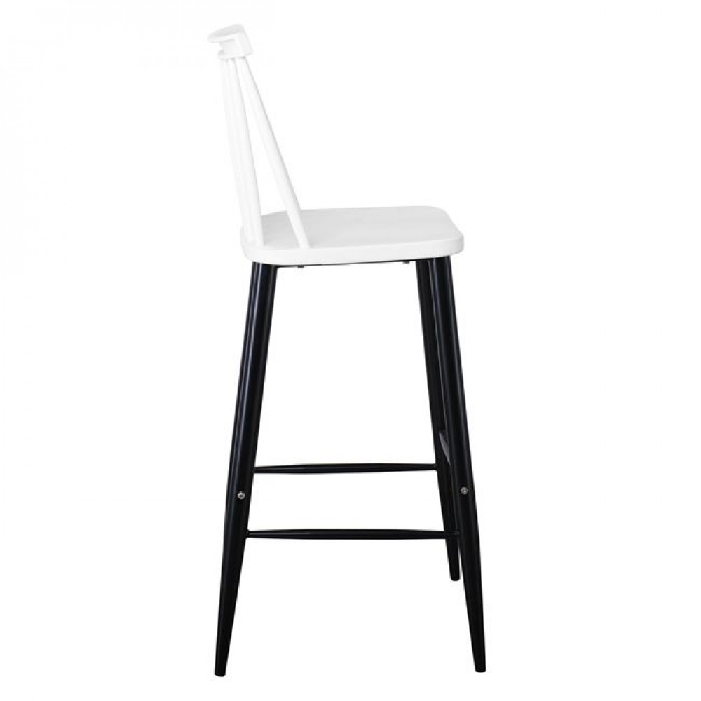 Σκαμπώ μπαρ "LAVIDA" από μέταλλο/PP σε  χρώμα μαύρο/λευκό 43x49x107