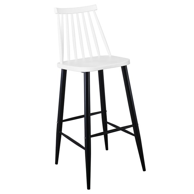 Σκαμπώ μπαρ "LAVIDA" από μέταλλο/PP σε  χρώμα μαύρο/λευκό 43x49x107