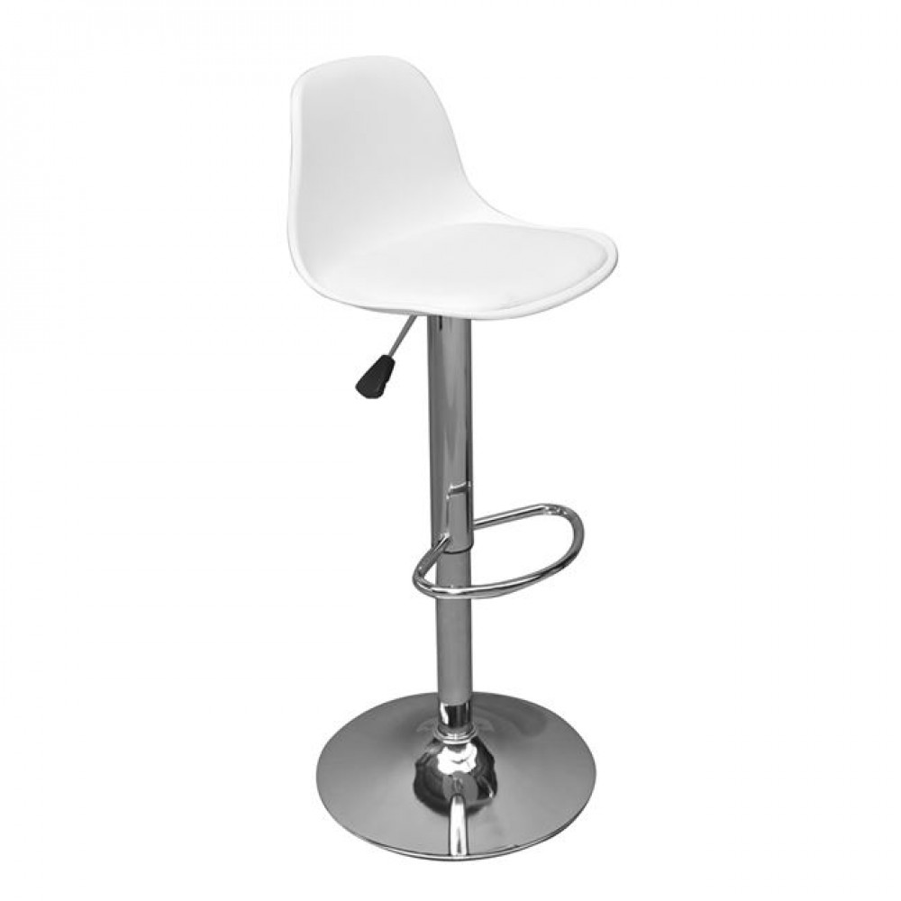 Σκαμπό μπαρ "MARTIN" από τεχνόδερμα/PP σε χρώμα λευκό/χρώμιο  41x40x89