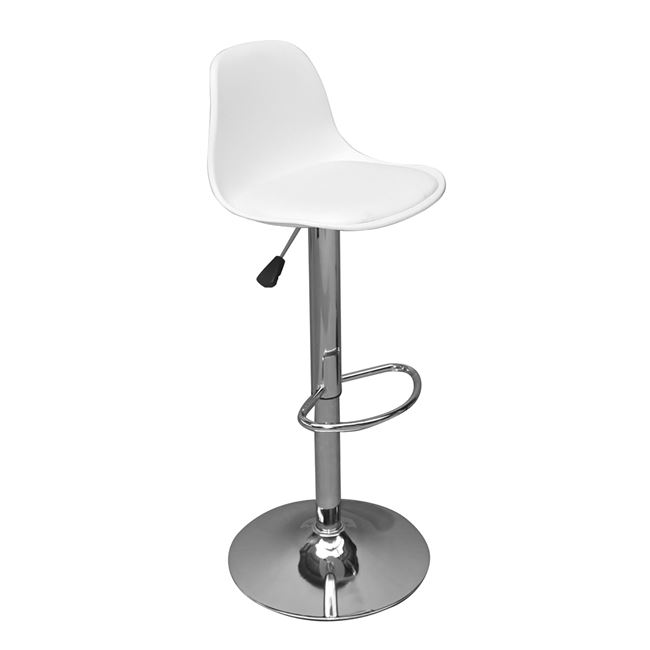 Σκαμπό μπαρ "MARTIN" από τεχνόδερμα/PP σε χρώμα λευκό/χρώμιο  41x40x89