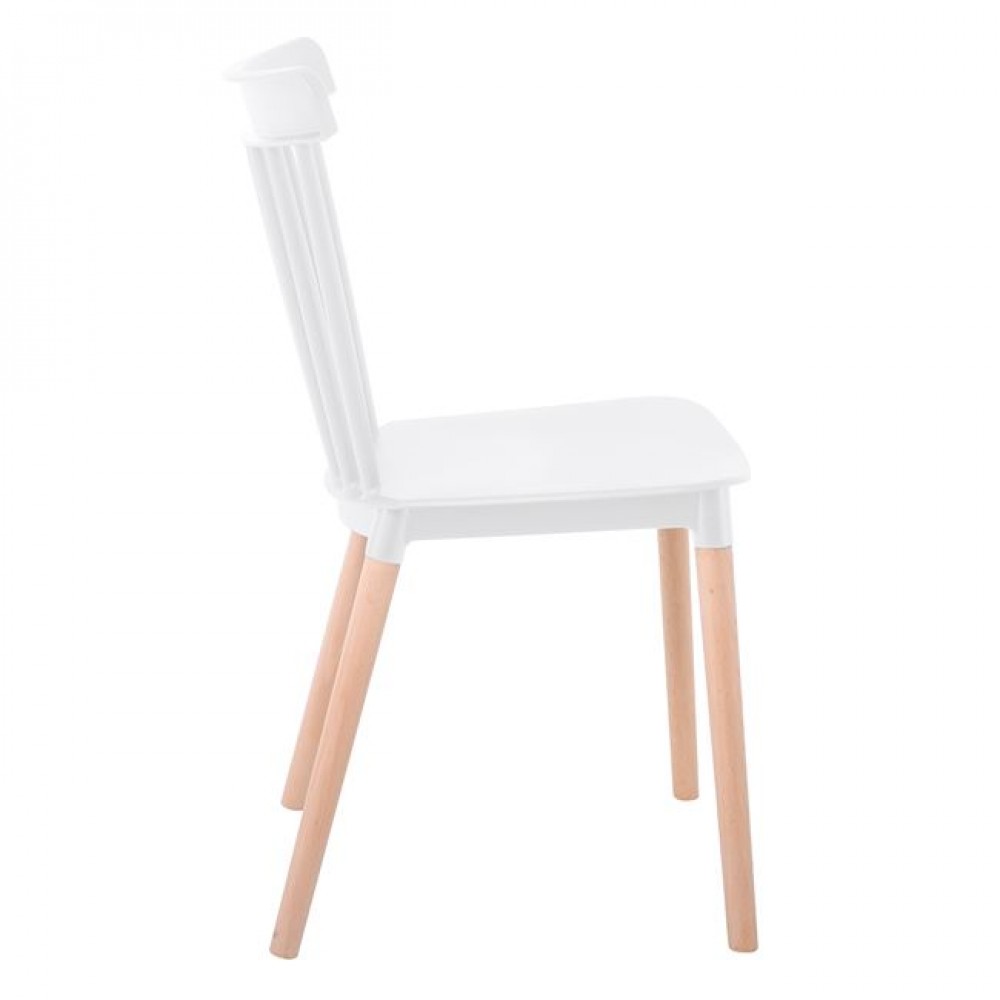 Καρέκλα τραπεζαρίας "LINA" από ξύλο/PP σε χρώμα λευκό/φυσικό  44x51x84