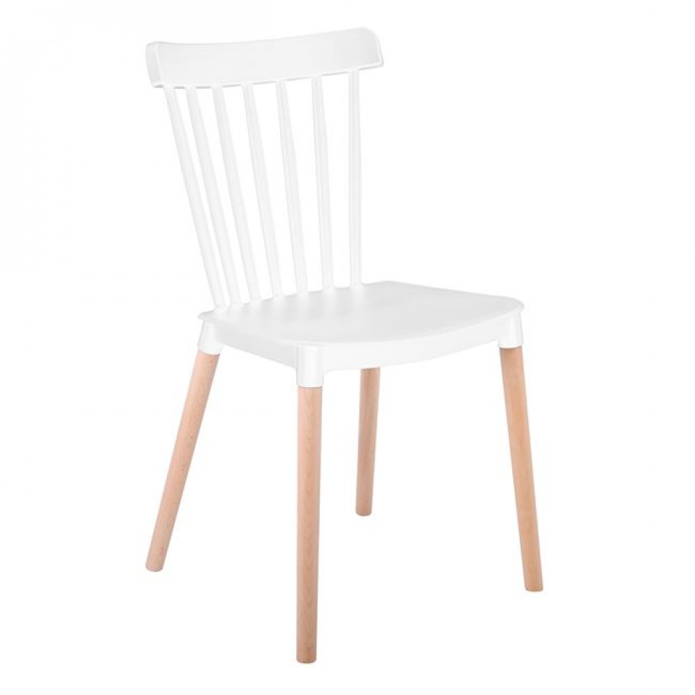 Καρέκλα τραπεζαρίας "LINA" από ξύλο/PP σε χρώμα λευκό/φυσικό  44x51x84