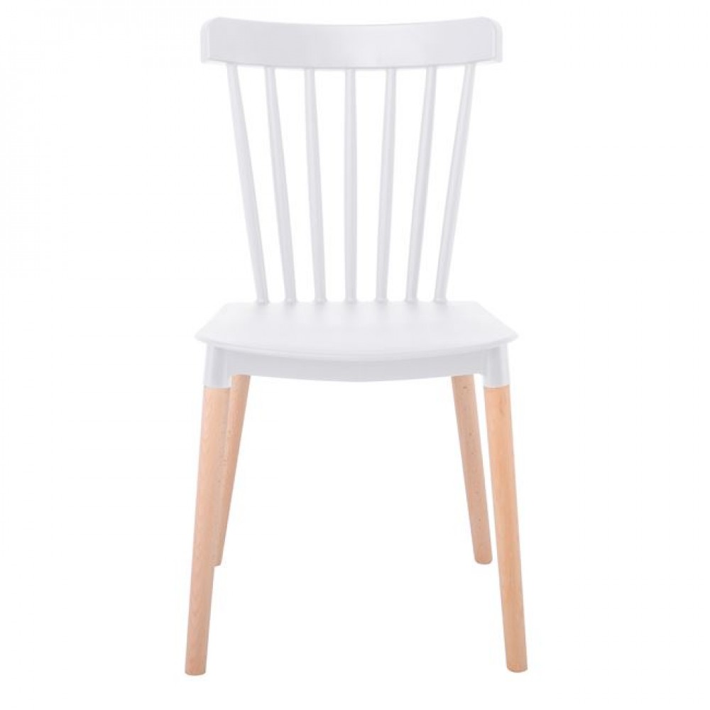 Καρέκλα τραπεζαρίας "LINA" από ξύλο/PP σε χρώμα λευκό/φυσικό  44x51x84
