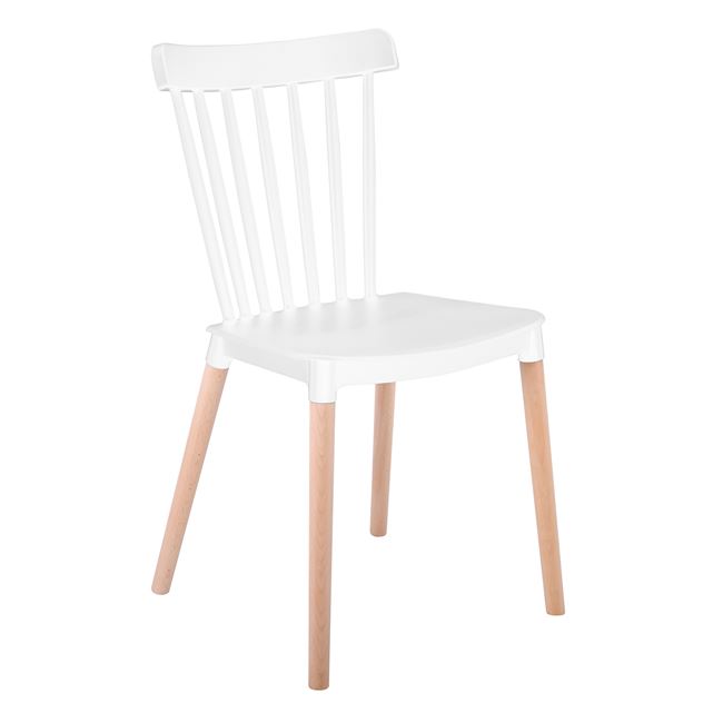 Καρέκλα τραπεζαρίας "LINA" από ξύλο/PP σε χρώμα λευκό/φυσικό  44x51x84