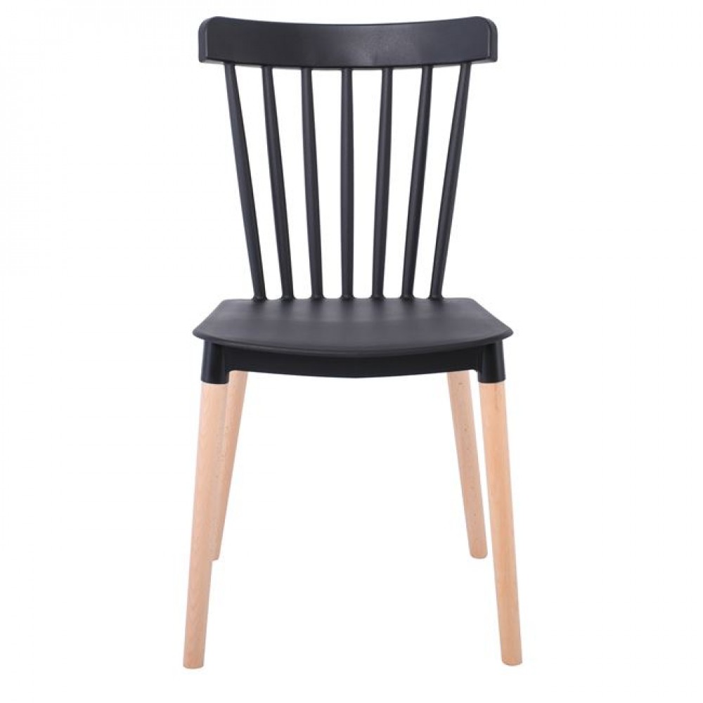 Καρέκλα τραπεζαρίας "LINA" από ξύλο/PP σε χρώμα μαύρο/φυσικό 44x51x84