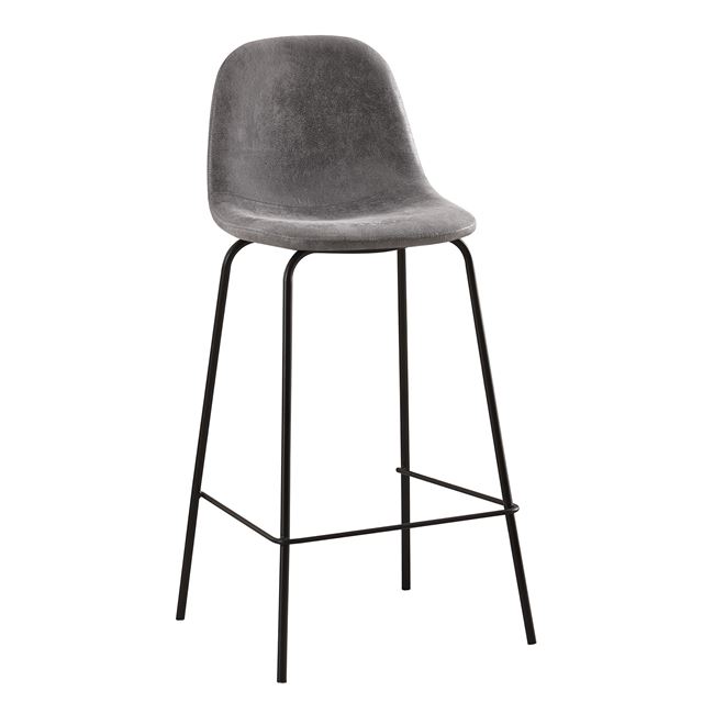 Σκαμπώ μπαρ "CELINA" από μέταλλο/suede σε χρώμα μαύρο/γκρι  47x51x107