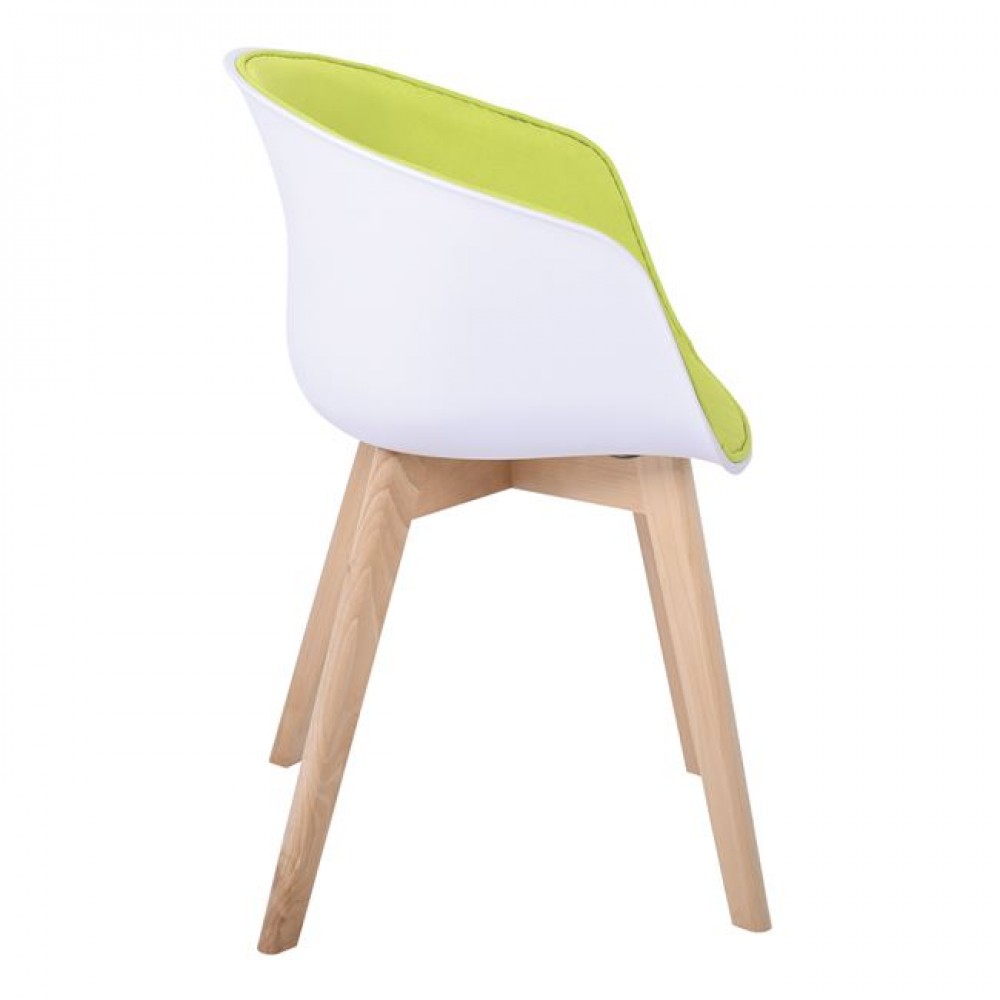 Πολυθρόνα "OPTIM" από ύφασμα/PP/ ξύλο σε χρώμα λευκό/lime/φυσικό 54x51x79
