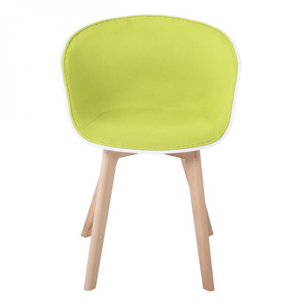 Πολυθρόνα "OPTIM" από ύφασμα/PP/ ξύλο σε χρώμα λευκό/lime/φυσικό 54x51x79