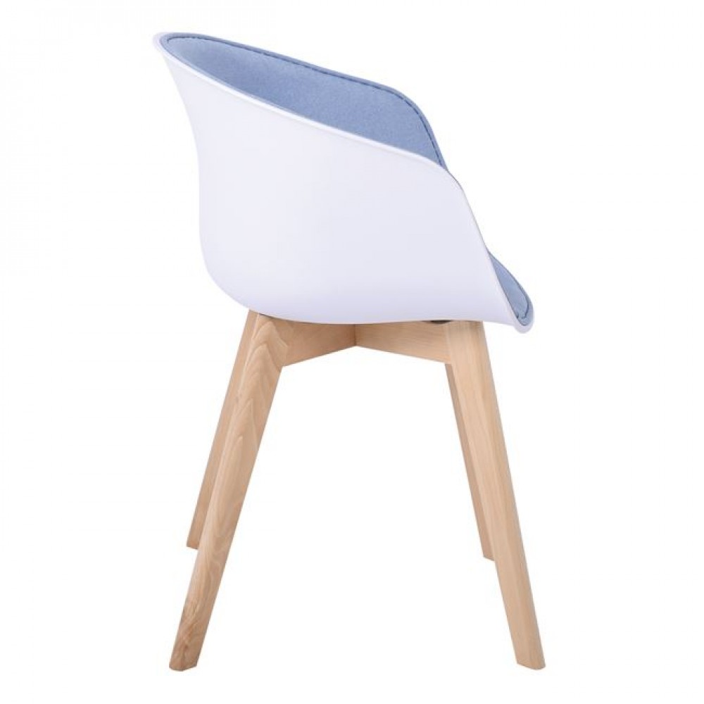 Πολυθρόνα "OPTIM" από ύφασμα/PP/ ξύλο σε χρώμα λευκό/μπλε/φυσικό 54x51x79