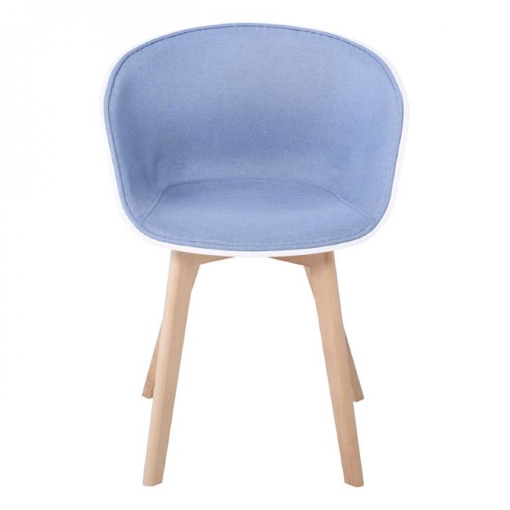 Πολυθρόνα "OPTIM" από ύφασμα/PP/ ξύλο σε χρώμα λευκό/μπλε/φυσικό 54x51x79