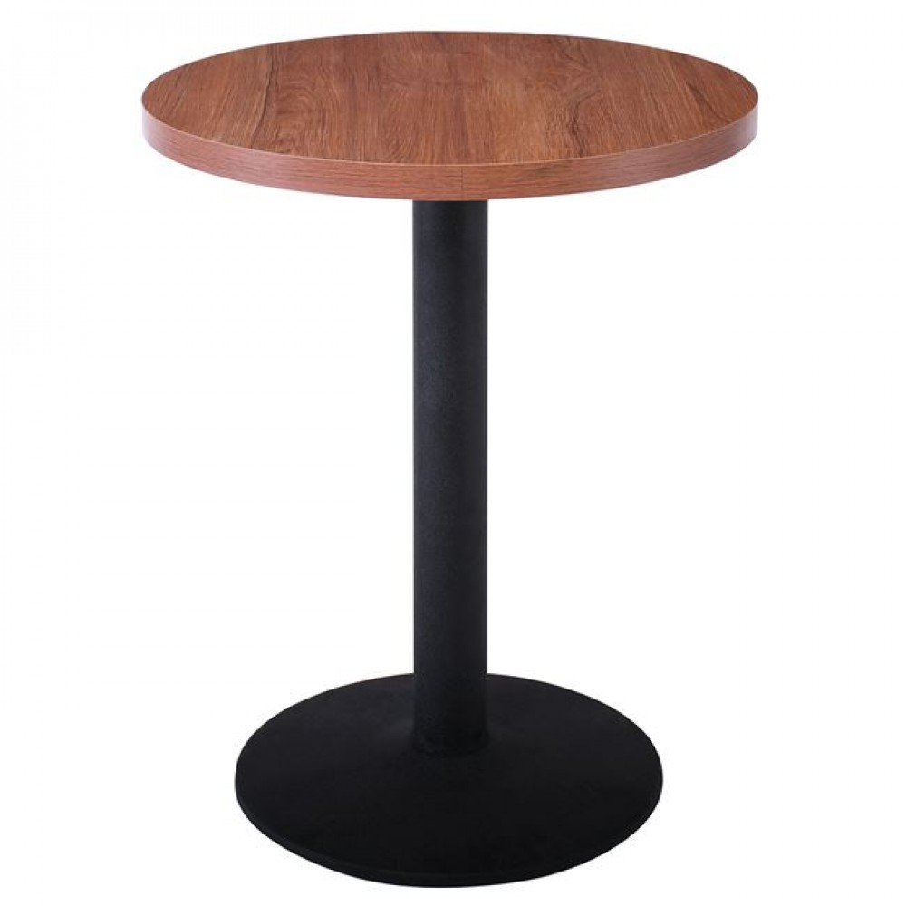 Τραπέζι Στρογγυλό "MARCO" από μέταλλο σε χρώμα μαύρο/καρυδί  Φ60x74