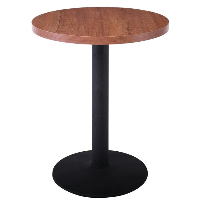 Τραπέζι Στρογγυλό "MARCO" από μέταλλο σε χρώμα μαύρο/καρυδί  Φ60x74
