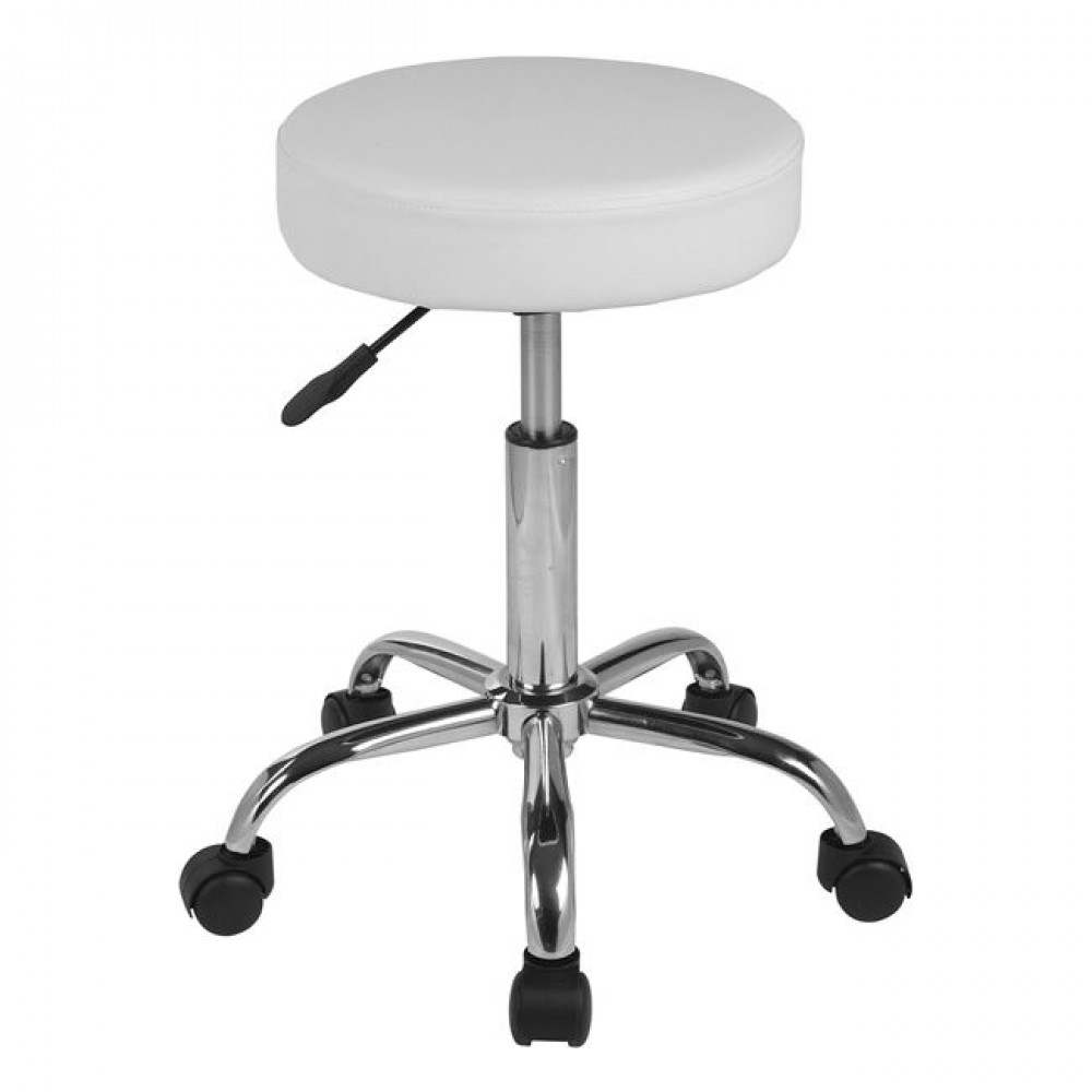 Σκαμπώ "GLORY" από τεχνόδερμα σε χρώμα λευκό/χρώμιο 35x51/67