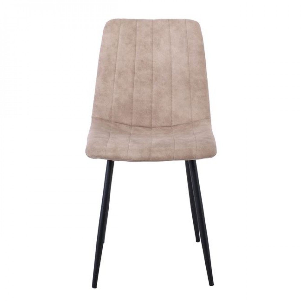 Καρέκλα "ARIA" από μέταλλο/ύφασμα σουετ σε χρώμα μαύρο/μπεζ 44x55x86