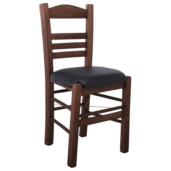 Καρέκλα "ΣΙΦΝΟΣ" από ξύλο/PU σε χρώμα καρυδί/μαύρο 41x45x88