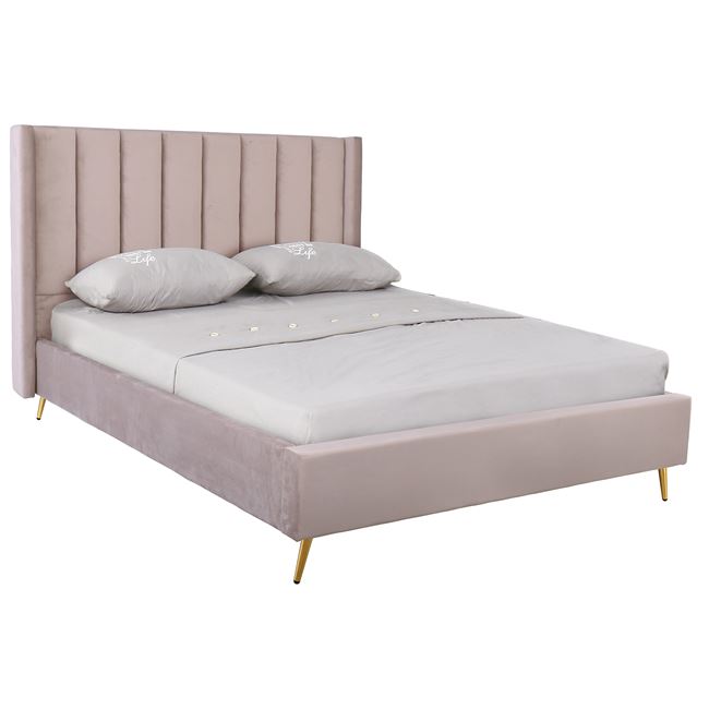 Κρεβάτι διπλό "PASSION" από βελούδο σε χρώμα cappuccino 160x200