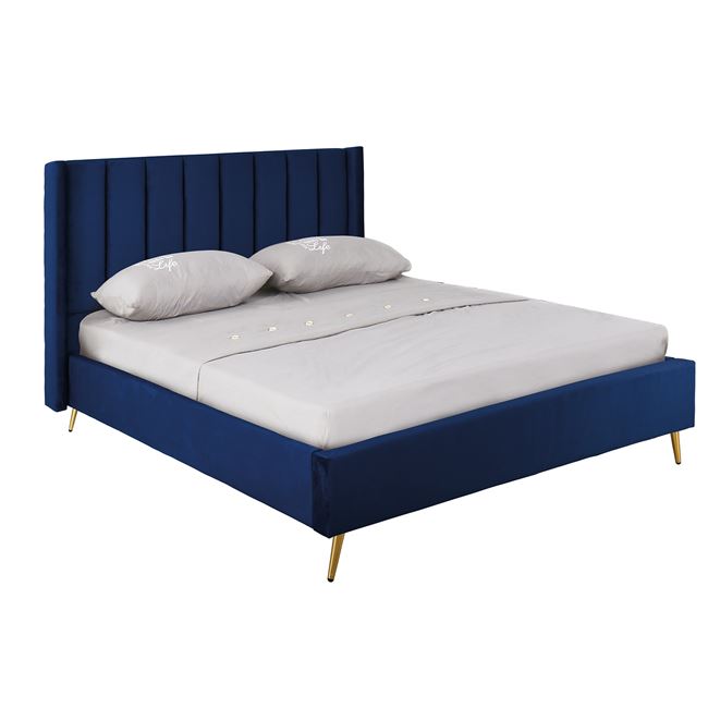 Κρεβάτι διπλό "PASSION" από βελούδο σε χρώμα μπλε 160x200