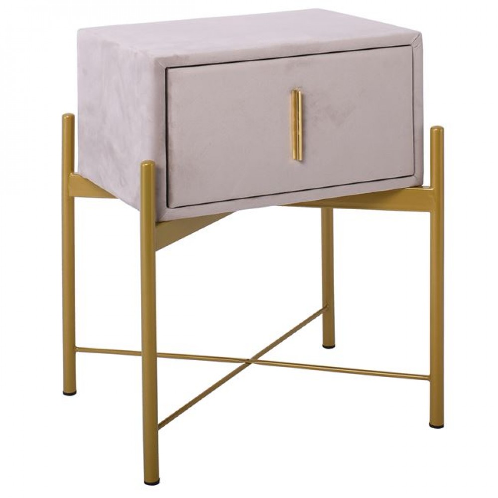 Κομοδίνο "PASSION" από βελούδο σε χρώμα cappuccino 51x40x65