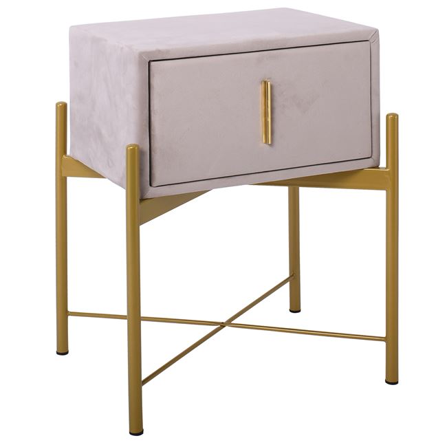 Κομοδίνο "PASSION" από βελούδο σε χρώμα cappuccino 51x40x65