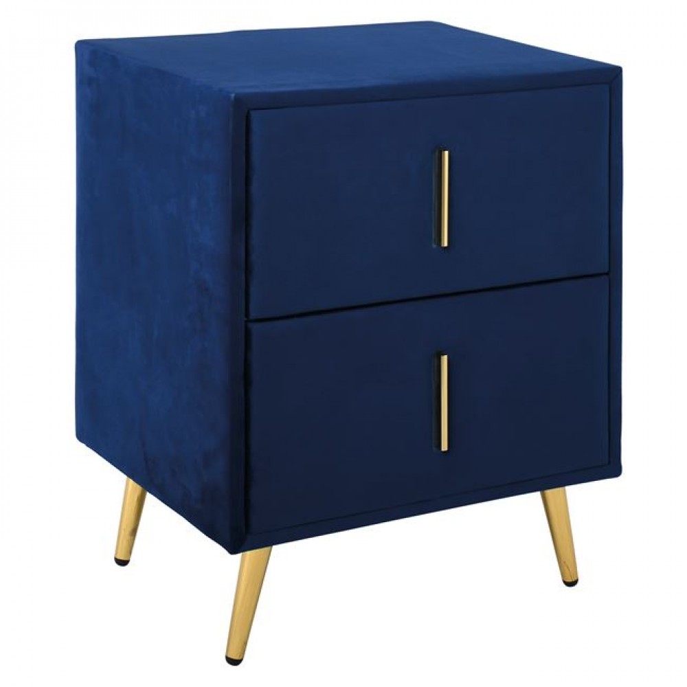 Κομοδίνο "PASSION" από βελούδο σε χρώμα μπλε 51x40x65