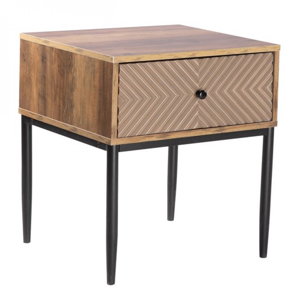 Κομοδίνο "PONTI"  σε χρώμα καρυδί 	50x45x55