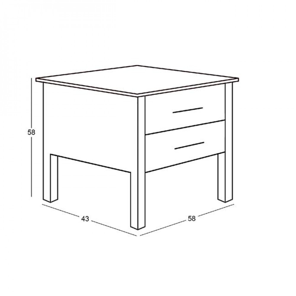 Κομοδίνο "FINO" από μέταλλο σε χρώμα μαύρο 58x43x58
