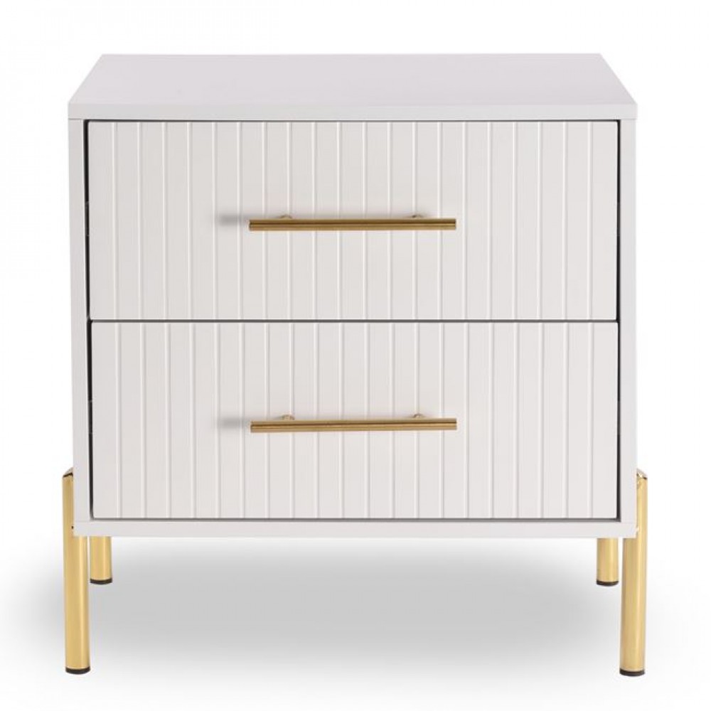 Κομοδίνο "FINO" από μέταλλο σε χρώμα λευκό 58x43x58