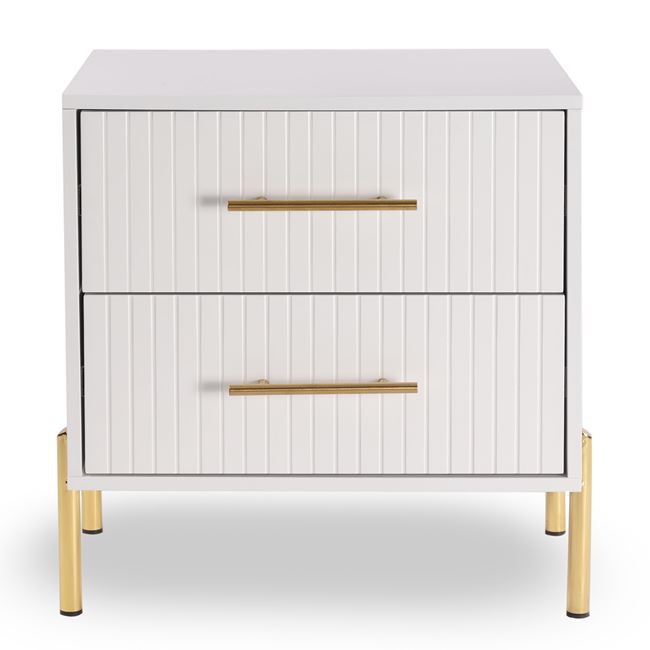 Κομοδίνο "FINO" από μέταλλο σε χρώμα λευκό 58x43x58