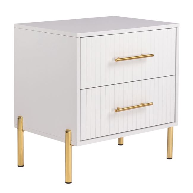 Κομοδίνο "FINO" από μέταλλο σε χρώμα λευκό 58x43x58