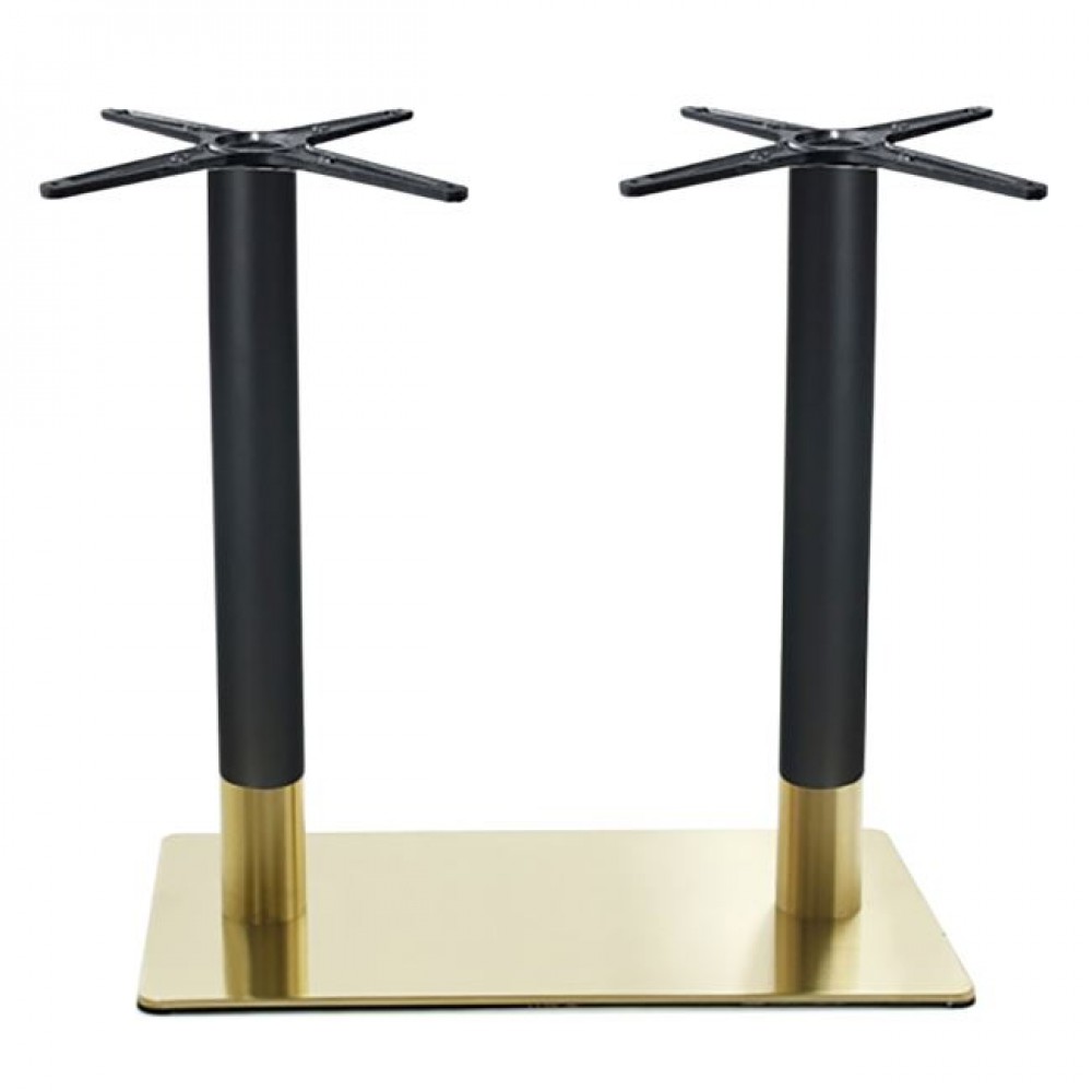 Βάση τραπεζιού διπλή "RIVA " από μέταλλο σε μαύρο/χρυσό χρώμα 70x40x72