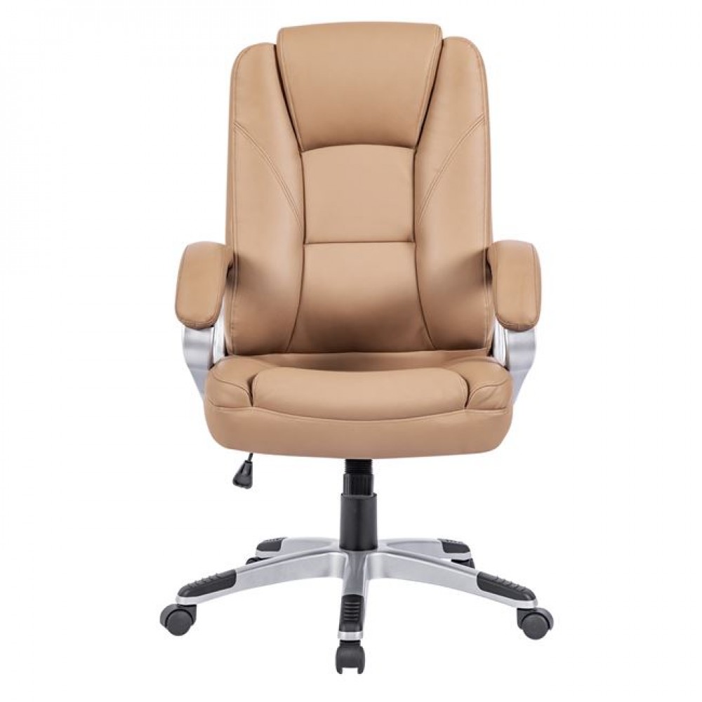 Πολυθρόνα διευθυντή από τεχνόδερμα σε μπεζ χρώμα 64x71x112/122
