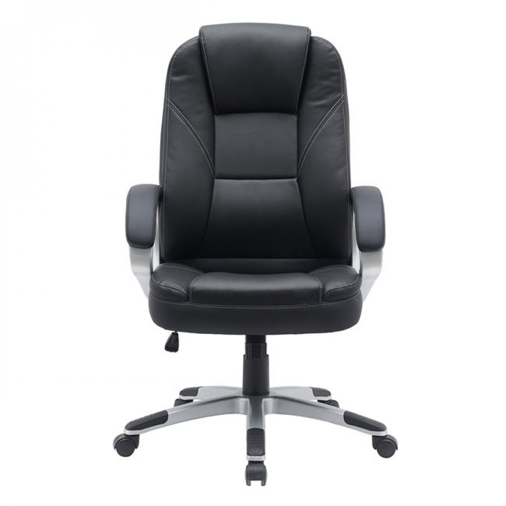 Πολυθρόνα διευθυντή από τεχνόδερμα σε μαύρο χρώμα 65x70x110/120
