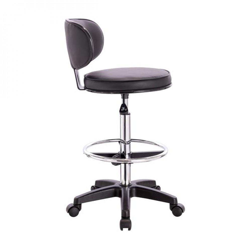 Σκαμπώ γραφείου από τεχνόδερμα σε μαύρο χρώμα 50x50x90/110