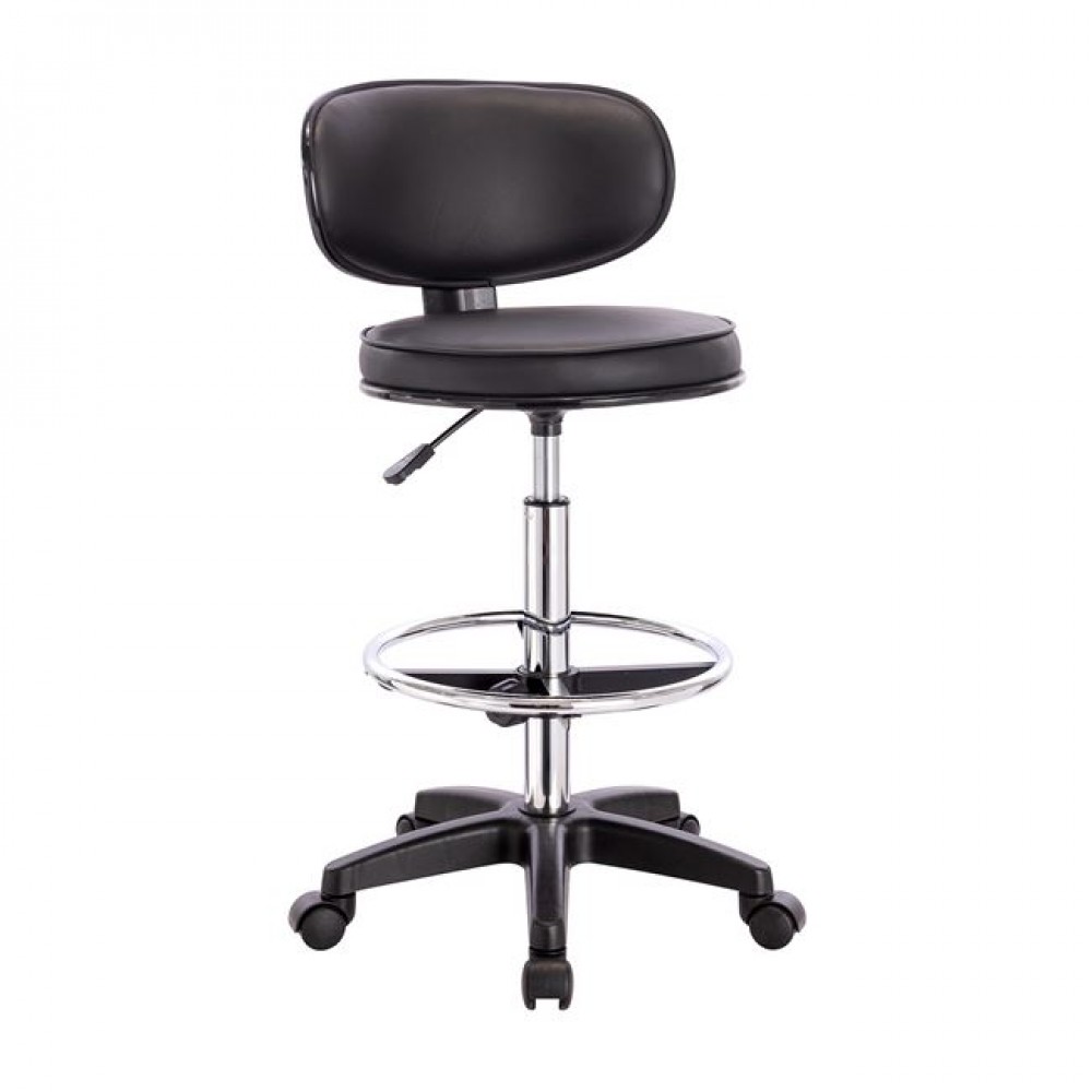 Σκαμπώ γραφείου από τεχνόδερμα σε μαύρο χρώμα 50x50x90/110