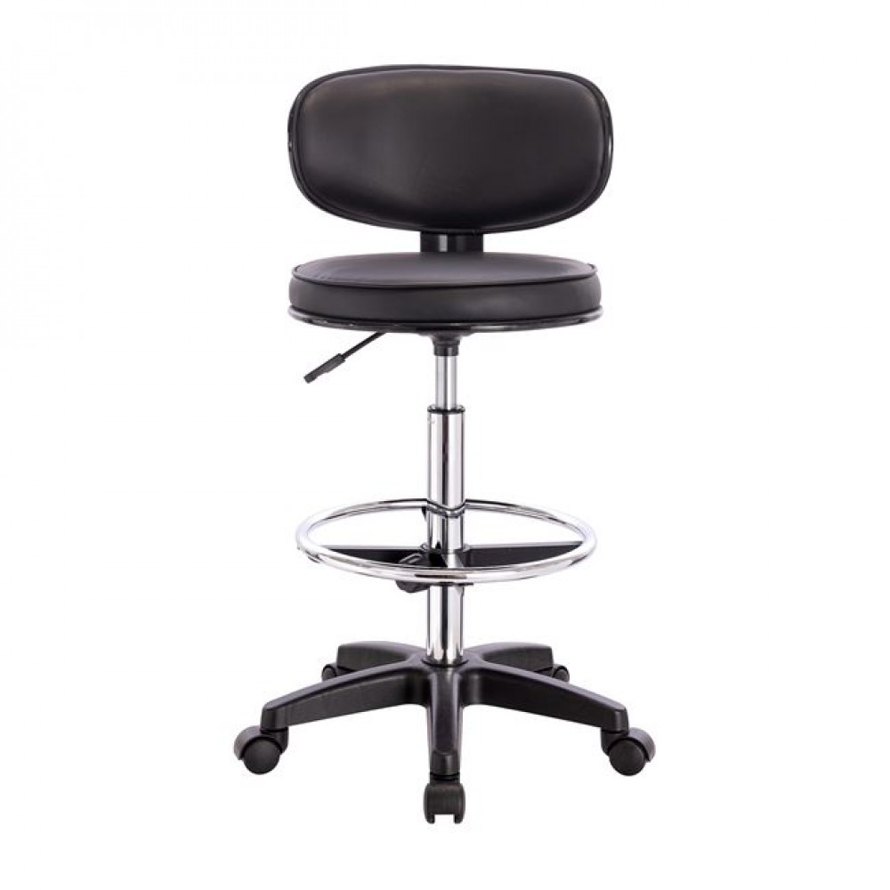 Σκαμπώ γραφείου από τεχνόδερμα σε μαύρο χρώμα 50x50x90/110