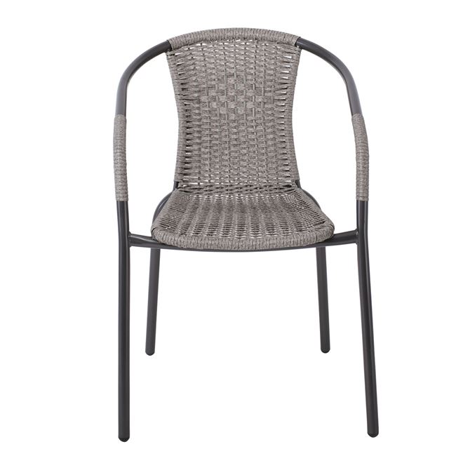 Πολυθρόνα "BALENO" μεταλλική με πλέξη wicker σε ανθρακί χρώμα 53x58x77