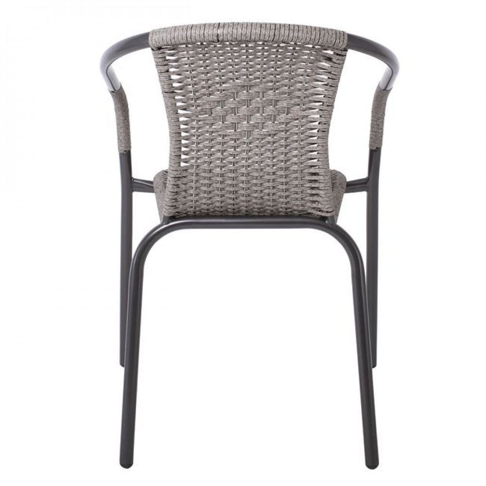 Πολυθρόνα "BALENO" μεταλλική με πλέξη wicker σε ανθρακί χρώμα 53x58x77