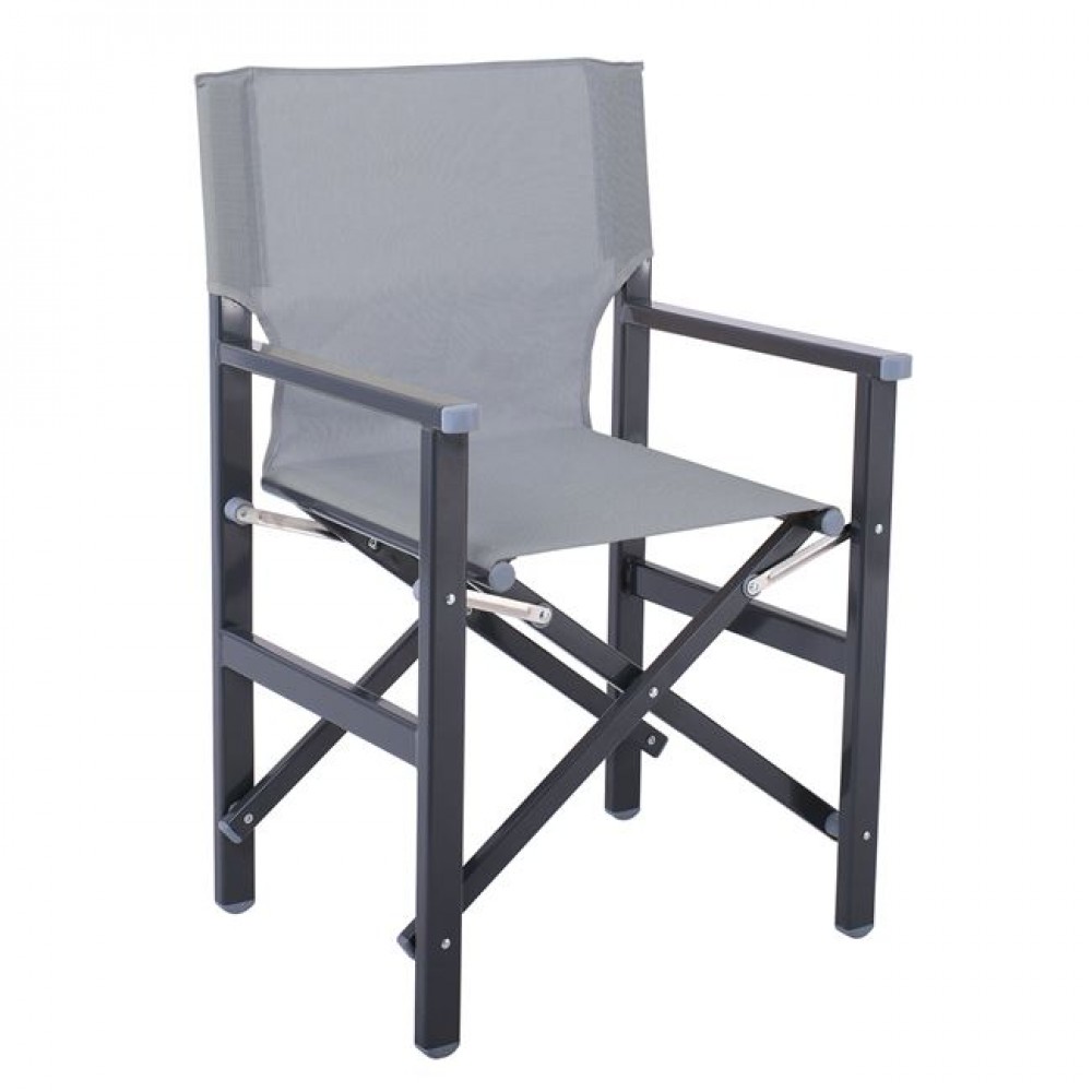 Πολυθρόνα σκηνοθέτη από αλουμίνιο/textilene σε ανθρακί/γκρι χρώμα 55x46x88