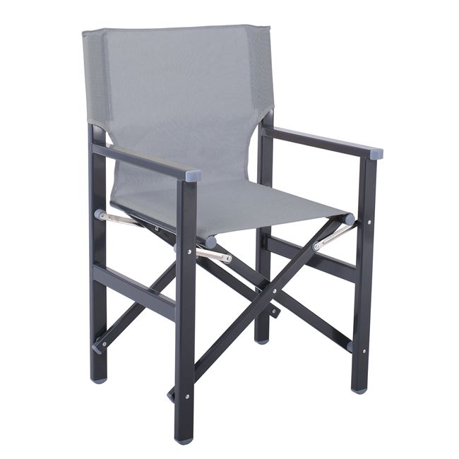 Πολυθρόνα σκηνοθέτη από αλουμίνιο/textilene σε ανθρακί/γκρι χρώμα 55x46x88