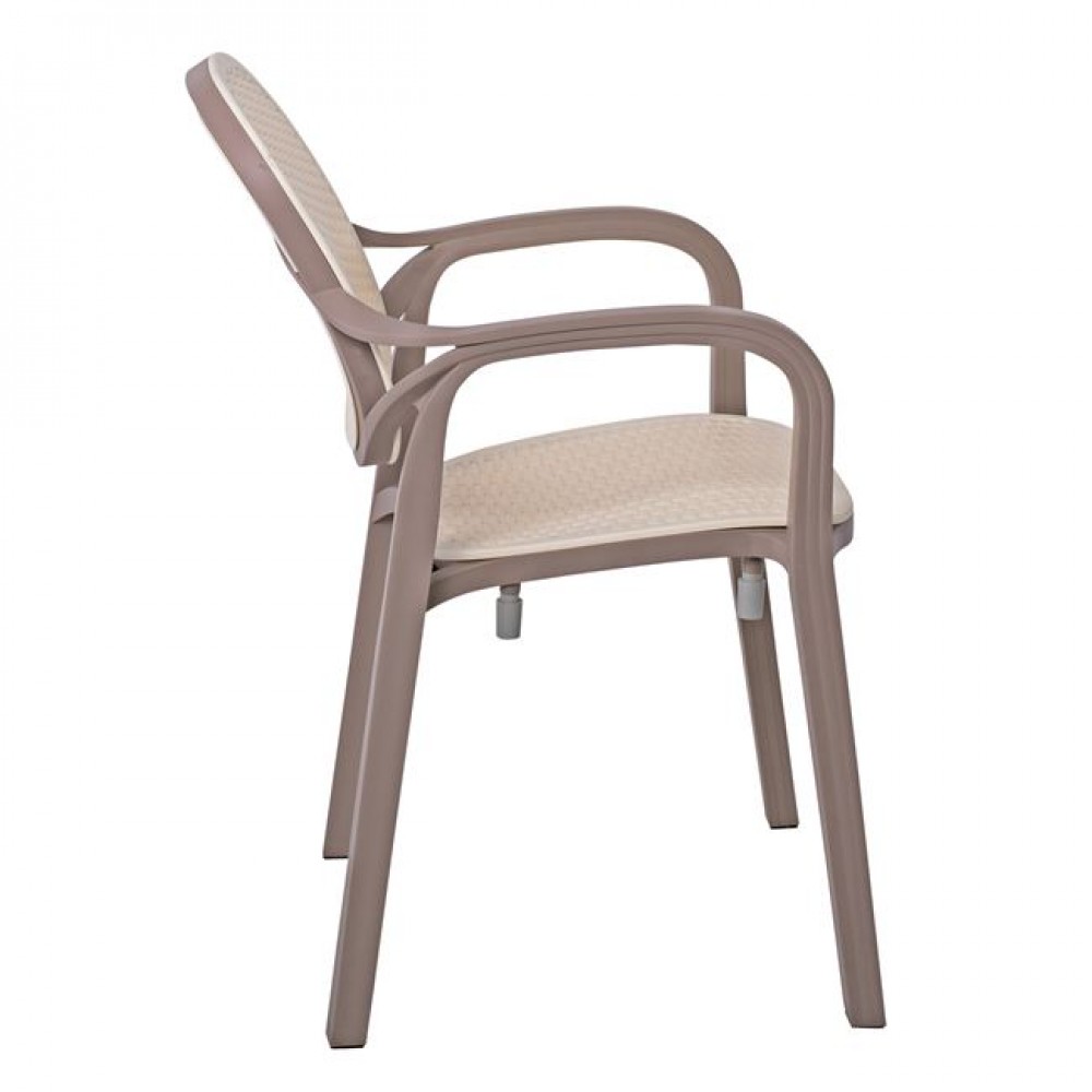 Πολυθρόνα κήπου "LUNA" από πολυπροπυλένιο σε χρώμα καπουτσίνο/μπεζ 58x58x84