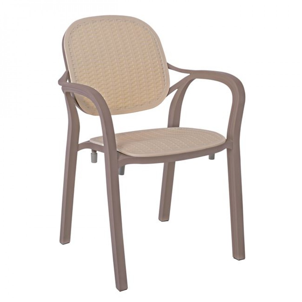 Πολυθρόνα κήπου "LUNA" από πολυπροπυλένιο σε χρώμα καπουτσίνο/μπεζ 58x58x84