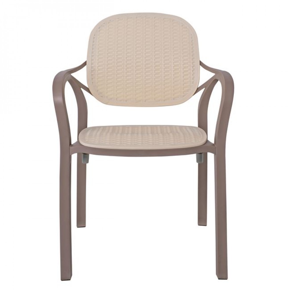 Πολυθρόνα κήπου "LUNA" από πολυπροπυλένιο σε χρώμα καπουτσίνο/μπεζ 58x58x84