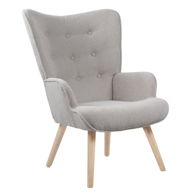 Πολυθρόνα-μπερζέρα "ALMA" από ύφασμα σε χρώμα ανοιχτό γκρι 69x76x97