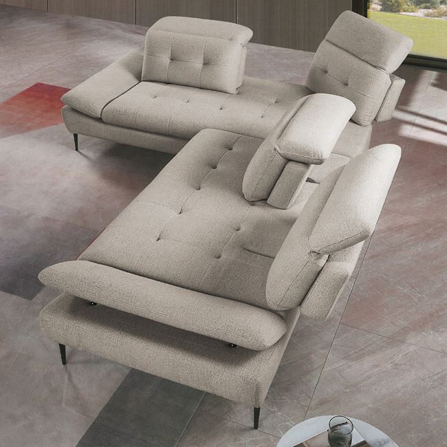 Καναπές με δεξιά γωνία "SELBY" από ύφασμα σε χρώμα μπεζ 303x224x108