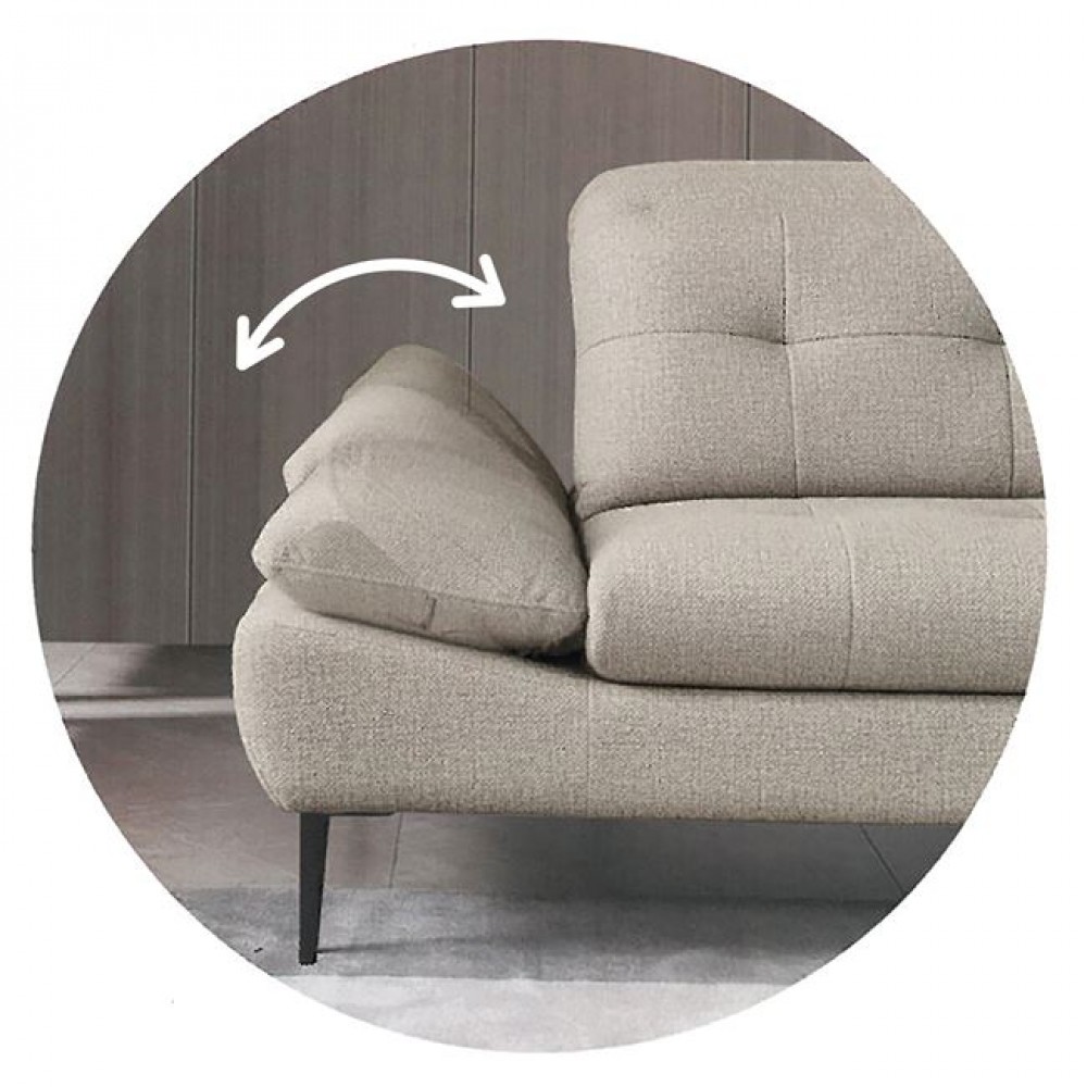 Καναπές με δεξιά γωνία "SELBY" από ύφασμα σε χρώμα μπεζ 303x224x108